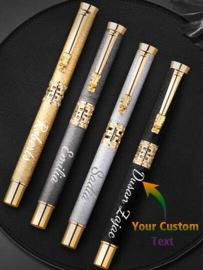 Kulspetspenna med anpassad text, logotyp och ihåligt drakehuvud, exklusiv signeringspenna för företag, present till lärardagen, neutral metallpenna för familj, vänner, lärare, föräldrar, kollegor, perfekt för skolstart och examenssäsonger