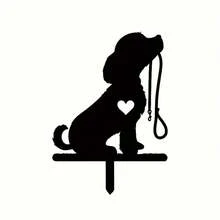 HELLOYOUNG 1件装智能狗狗花园铁艺剪影金属庭院标牌庭院艺术花园户外装饰创意宠物纪念插牌，适用于花园、花园装饰、节日必备，采用百年烤漆工艺，优质材料，易于安装