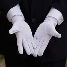 1 双白色三条纹正式手套，加厚防滑司机手套，吸汗透气礼仪白手套，阅兵手套，保安执勤手套，派对服装手套秋季 - 白色 - 查看 5