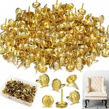 100 Pcs Upholstery Tacks For Decorative Furniture Upholstery Nails 11*16MM Vintage Head Diameter Brass Daisy Thumb Tack Push Pin Furniture DIY Decorative