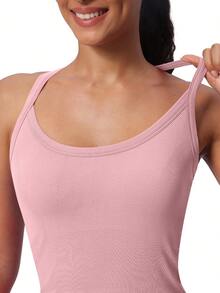 MathCat Workout Tank Tops For Women With Built In Bra, Sleeveless Gym Tops Seamless Racerback Athletic Yoga Shirts - Hồng - Xem 4