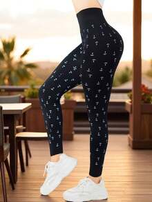 Set de 2 piezas Legging con estampado a cuadros de talle alto paquete de 2 pzas trendy Pantalones de Yoga - Naranja - Ver 8