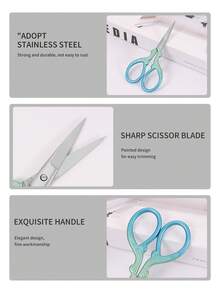 1pc Stainless Steel Ombre Precision Pointed Scissors, Multifunctional Vintage Beauty Embroidery Scissors For Facial Hair, Eyebrows, Eyelashes, Beard, Nose - Suitable For Home, Travel And Outdoor Use