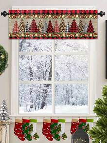 1 件圣诞装饰窗帘，带杆袋，图案包括圣诞树、雪人、雪花和姜饼人，适用于卧室、客厅、餐厅、厨房装饰，也可用作圣诞装饰品、圣诞派对用品、圣诞房间装饰、平安夜装饰、圣诞装饰、圣诞快乐横幅装饰、圣诞节装饰以及 2026 新年装饰。