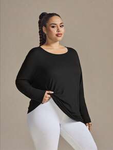 Christmas Plus Size Women's Casual Criss-Cross Back Long Sleeve T-Shirt, Fashionable Ladies Top