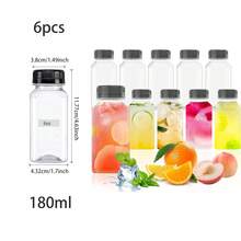 6pcs Reusable Plastic Juice Bottles, Transparent Large Capacity Beverage Containers With Black Lids, Suitable For Juice, Milkshake, Tea, Milk, Fruit & Vegetable Juice, Smoothie, Water And Other Drinks, Refrigeration Storage - Multicolor - View 22