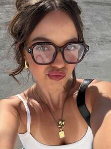 1pc Women Simple Polygonal Frame Clear Lens Glasses, Suitable For Daily Use Clear Glasses Accessories Blue Light Glasses Accessories For Women