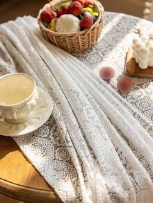 1 块白色蕾丝桌布，浪漫风格，适合节日、聚会、宴会、餐厅、婚礼、家居餐桌装饰 - 白色 - 查看 5