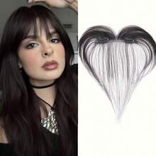 8inch Elegant Human Hair Straight Hair Full Hand Crochet Bangs Wig Universal For All Hair Types And Skin Colors - 彩色 - 查看 10