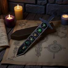 7pcs Dice Set With 3D Printed ABS Resin Sword-Shaped Storage Box, Suitable For TTRPG/RPG Tabletop Games Or Other Board Games | Unique Dice Sword, Suitable For Autumn Game Parties (Blue-Purple), Personalized Christmas Gift, Gift For Boyfriend, Creative Gifts For Men, Fun Gifts For Teenagers - Multicolor - View 5