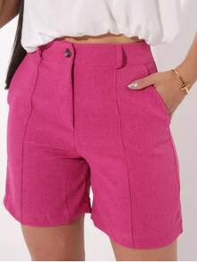 Women's Bermuda Shorts, Tailored, Linen, Rustic, With BT Loop And Knife Pocket - Rosa Fucsia - Ver 3