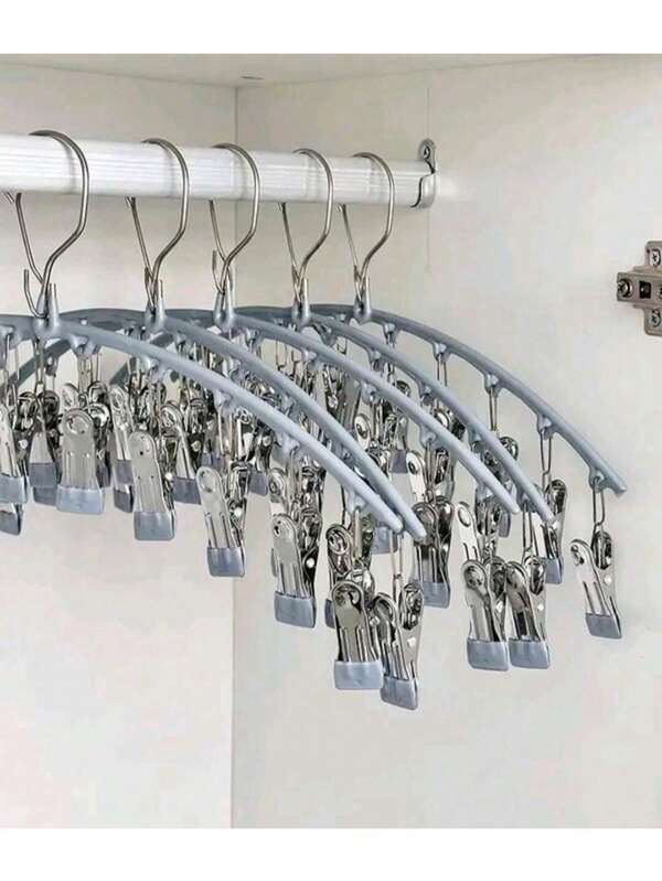 1 PIEZAS MULTICOLOR. Gancho curvo de metal con 10 ganchos, estante ahorrador de espacio para calcetines, pantalones de yoga, ropa interior, calcetines, sombreros - Organizador de almacenamiento con recubrimiento de goma para dormitorio y armario, esenciales para dormitorio | Acero inoxidable pulido | Colgador de ropa duradero.