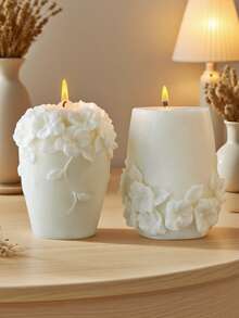 1 件圆柱形几何花卉硅胶模具 - 多用途耐热树脂/蜡烛/石膏，跨境批发、手工艺工作坊和创意 DIY 工具 - 白色 - 查看 4