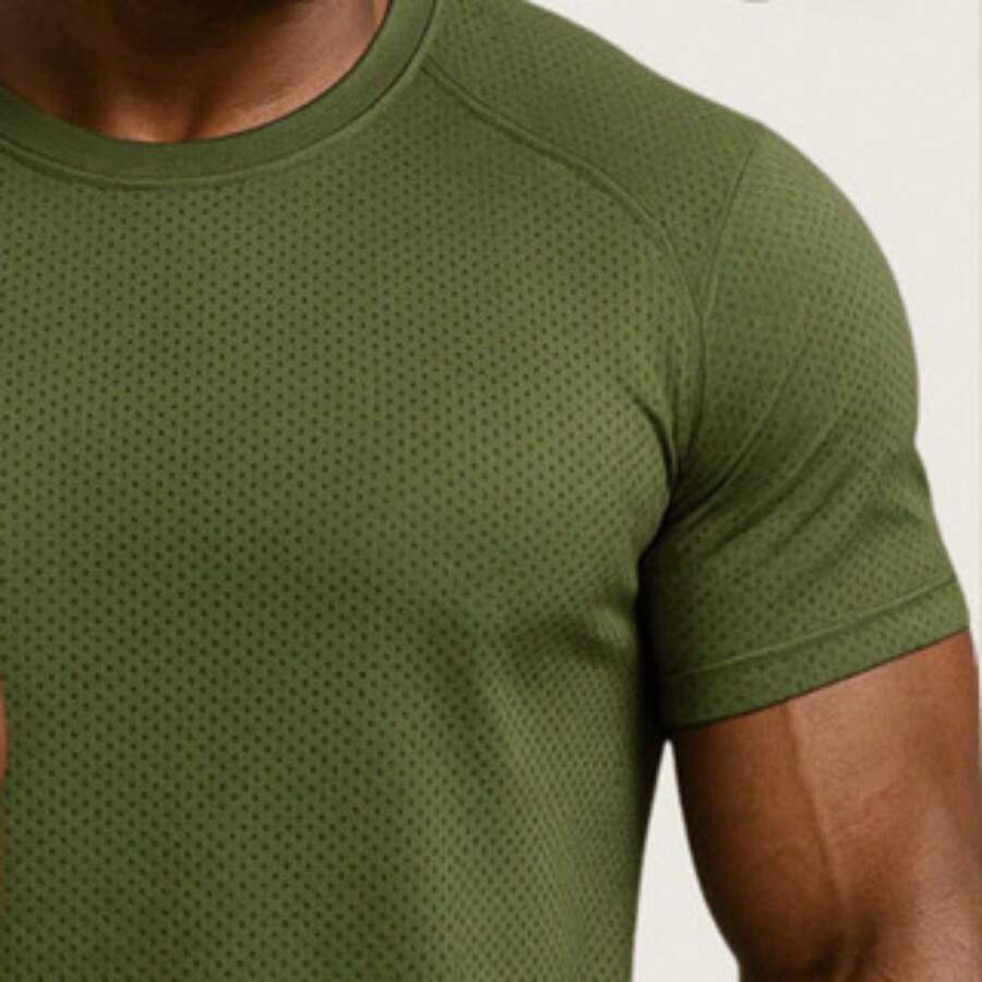 Men's Dryfit Shirt Casual Training Gym Sports - 軍綠色 - 查看 1