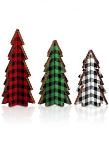 Juego de 3 adornos de árbol de Navidad, decoración simple, adornos de madera, decoración navideña, adornos de árbol, bosque de Navidad, decoración de árbol de Navidad, decoración de habitación, decoración del hogar, decoración de oficinas, decoración de fiesta temática, decoración navideña