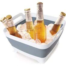 Dish Basin Collapsible With Drain Plug Carry Handles For 9 L Capacity, Collapsible Sink Tub, Dish Wash Basin, Portable Dish Tub, Foldable Dishpan For Camping Dish Washing Tub And RV Sink - 灰色的 - 查看 4