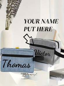 Bolsa de aseo personalizada con nombre para hombres, grande, plegable, ligera, bolsa de aseo de viaje con asa superior y cierre de cremallera de alta calidad, perfecta para artículos de aseo y afeitado esenciales, artículos de viaje duraderos...