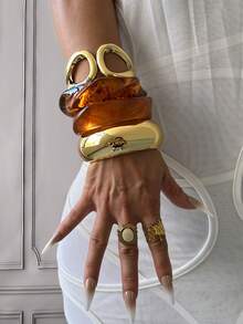 4 piezas/3 piezas/2 piezas/1 pieza Brazaletes de puño, Brazaletes dorados, Brazaletes anchos, Brazalete grueso, Juego de brazaletes, Brazalete ancho, Brazalete para mujer, Regalo para ella