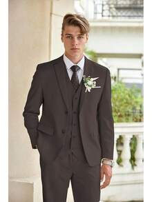 Men's 3 Piece Linen Suits Casual Lightweight Blazer Jackets Vest Pants Set For Wedding Business Promhalloween - Màu xám đen - Xem 7