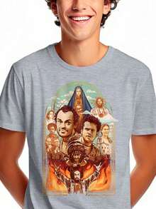 Auto Da Compadecida Movie T-Shirt Blouse Shirt Unisex 100% Cotton New Release Shipping Various Colors!! PLUS SIZE - Xám - Xem 2