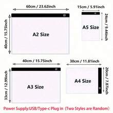 1pc Triple Layer Dimmable LED Drawing Pad - A2/A3/A4/A5 Sizes - Adjustable Brightness For Tracing & Diamond Painting - Vision-Friendly Eye Protection,USB/Type-C Interface Power Supply (Two Styles Are Random)