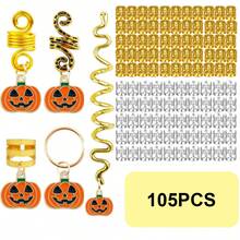 105pcs Halloween Wig Jewelry Ring African Twisted Braids Spring Braids Three-Strand Braids Hollow Braids Hair Extension Rings Dreadlocks Decorative Rings,Halloween - Multicolor - View 13