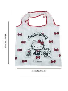 Sanrio Foldable Family Shopping Bag, cute cartoon designs (Hello Kitty, My Melody, Kuromi), reusable option, portable for daily shopping, stylish for teens, kawaii lovers, durable polyester fabric, tear-resistant matlean, ea to clean - 白色 - 查看 3
