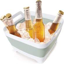 Dish Basin Collapsible With Drain Plug Carry Handles For 9 L Capacity, Collapsible Sink Tub, Dish Wash Basin, Portable Dish Tub, Foldable Dishpan For Camping Dish Washing Tub And RV Sink - 淺綠色 - 查看 5