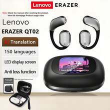 ERAZER Invested By Lenovo QT02 Bluetooth Earphones, Ear Hook, Support Multi-Language Real-Time Bluetooth Translation, Colorful Multifunctional Smart Display, ABS/PC Material, AI Wireless Earphones, Suitable For Office, Travel, Sports, Music, Earhook, Holiday Gift - one-size - View 2