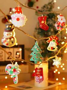 迷人的 LED 圣诞灯串 - 10LED 圣诞老人、雪人等 - 非常适合室内节日装饰、派对和卧室氛围装饰品雪人适合室内节日圣诞节