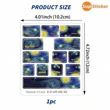 SUPSTICKER 1 pieza Pegatina para teclado, 4.01*4.72 pulgadas, diseño de cielo estrellado y gato de dibujos animados, adecuado para teclado de 13.3" Air, material de vinilo autoadhesivo, fácil de aplicar y retirar, protege el teclado del portátil de arañazos - Multicolor - Ver 4