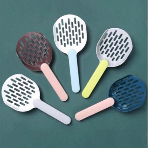 Stylish Dual-Tone Instant Filtering Cat Litter Scoop With Waste Bag Dispenser, Pet Cleaning Supplies