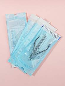 400/200/50/20pcs/Pack 90*230mm Disposable Nail Tool Sterilization Bags, Suitable For Nail Drill Bits, Sanding Strips, Steel Pushers, Etc., With Self-Sealing, Sterilization Indicator, Nail Supplies, Nail Tools, Nail Art Tools, Nails, Nail Tools (Suitable For Nail Extensions) - Blue and White - View 6