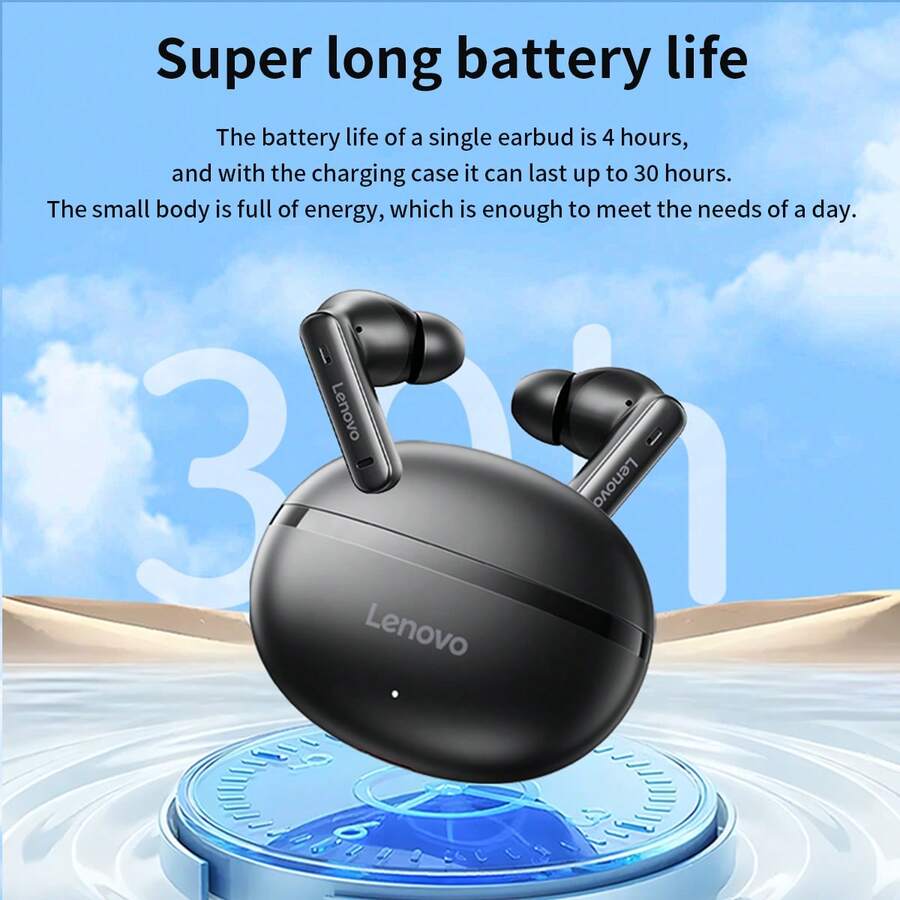 Tai nghe Bluetooth bán nhét tai Lenovo EA210 với tính năng khử tiếng ồn thông minh, âm thanh vòm điện ảnh và thời lượng pin cực dài (30 giờ). Bao bì bằng tiếng Trung Quốc - màu đen - Xem 1