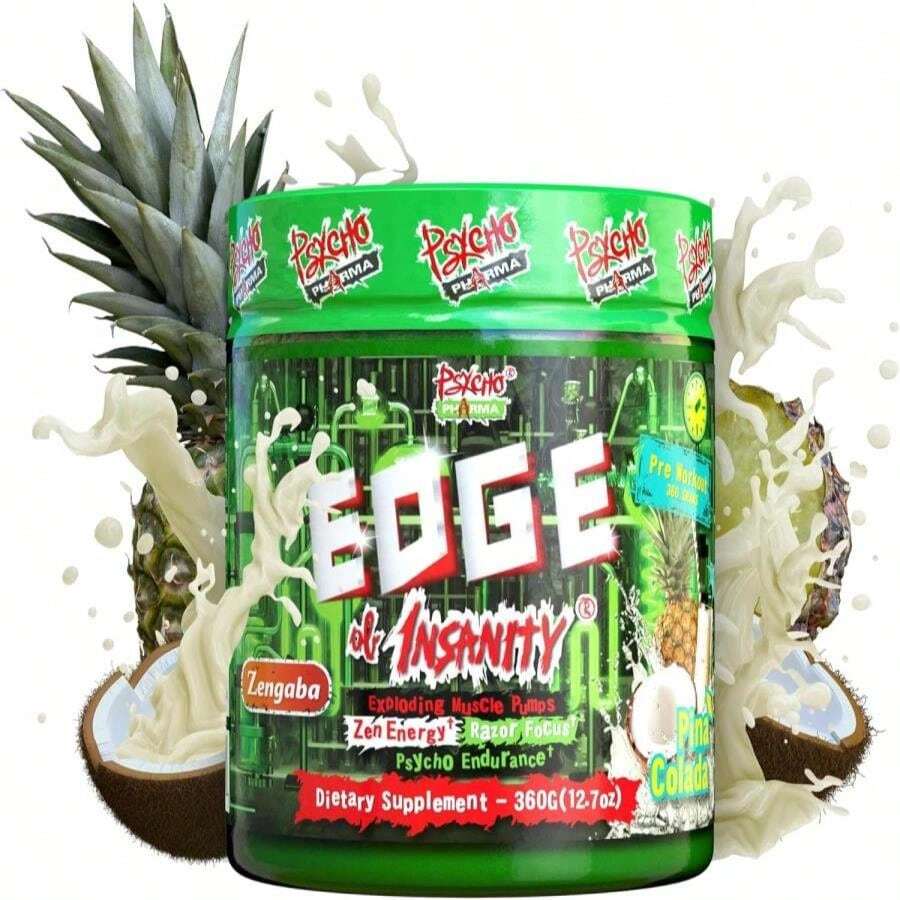 Polvo psicofarma para pre-entrenamiento talla grande estimulante y fuerte - Borde de la locura - Suplemento pre-entrenamiento talla grande intenso para bombeo, fuerza, energía y enfoque placentero que rivaliza con los famosos pre-entrenamientos del pasado - Nombre del saborE - Ver 1
