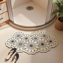 1/3 buc Covoraș Absorbant Antiderapant pentru Baie, Covoraș Diatomit cu Model Floral, Set de Baie, Covoraș de Toaletă în Formă de U și Covoraș pentru Chiuvetă, Covor de Bucătărie Decorativ de Crăciun cu Grosime de 2,5 mm