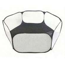 Portable Foldable 6-Panel Pet Playpen With Animal Designs (Cat, Hamster, Rabbit, Hedgehog), For Indoor & Outdoor Use - Black - View 4