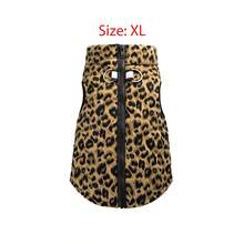 1pc Khaki Leopard Print & Spotted Gourd Pattern Cotton Dog Coat With Back Zipper, Washable Pet Jacket Suitable For Large, Medium And Small Dogs, For Indoor Or Outdoor Wear