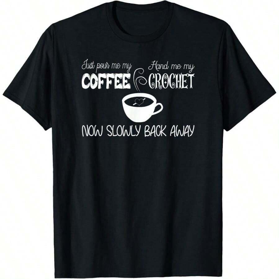 Funny Love Coffee _ Crochet Tee Gift Unisex T-Shirt - màu đen - Xem 1