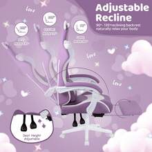 Cute Gaming Chair With Cat Ears & Cat Paw Lumbar Support, Ergonomic Reclining PC Chair, With Footrest, Headrest & Adjustable Features,Halloween Decor - Màu tím - Xem 4