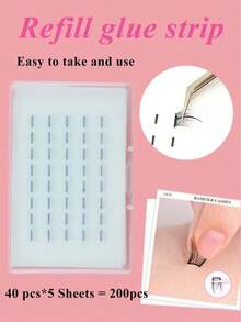 200 片无胶假睫毛簇自粘条，无需胶水，防水，可重复使用且粘性持久，睫毛延长工具，自粘簇睫毛条，睫毛胶水替代品，无胶睫毛簇，化妆工具，假睫毛簇胶条