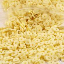 2000 piezas de cuentas de arcilla blanca para hacer pulseras, cuentas redondas planas de arcilla polimérica de 6 mm, cuentas espaciadoras Heishi para hacer joyas, aretes, pulseras, collares