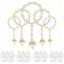 30 de bucăți/set rozariu pentru botez, mărgele acrilice, mini rozarii cu înger pentru prima împărtășanie, cadouri pentru botez (auriu roz)