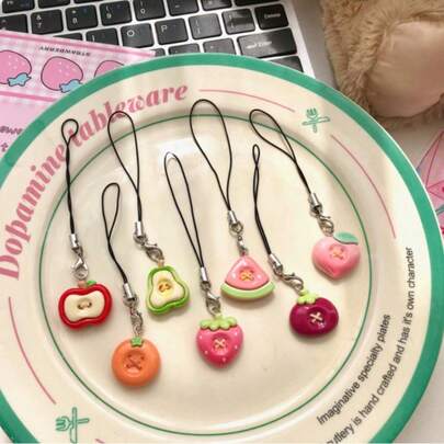 New Design Cute Minimalist Fruit Shaped Button, Phone Lanyard, Phone Charm, Earphone Case Charm, Bag Charm, Keychain Charm