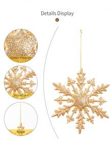 6件套圣诞节雪花装饰吊坠，五种颜色可选：红色、金色、灰色、粉色和白色。圣诞树吊坠，适用于圣诞装饰、圣诞树摆设、圣诞礼物、客厅、卧室、书房装饰以及节日送礼。 - 彩色 - 查看 5