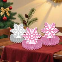9 件雪花蜂窝桌面装饰雪花冰雪奇缘桌面装饰桌面装饰冰雪奇缘冬季仙境派对装饰冬季派对中心装饰雪花主题圣诞节生日派对用品 - 彩色 - 查看 5