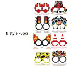 16pcs Racing Car Party Supplies - Racing Car Paper Glasses Frames, Car Trunk Themed Glasses, Birthday Shower Decorations - Multicolor - View 10