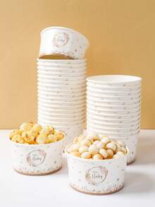 10个“嘿，宝贝”图案纸碗，爆米花碗，婴儿派对主题纸碗，冰淇淋碗，婴儿派对用品，糖果碗，一次性餐具，零食碗，男孩或女孩派对礼物，一次性食品容器，饼干烘焙碗，性别揭晓派对用品，一周岁生日派对用品，节日派对用品，厨房装饰 - 嬰兒 - 查看 4