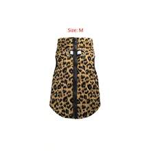 1pc Khaki Leopard Print & Spotted Gourd Pattern Cotton Dog Coat With Back Zipper, Washable Pet Jacket Suitable For Large, Medium And Small Dogs, For Indoor Or Outdoor Wear