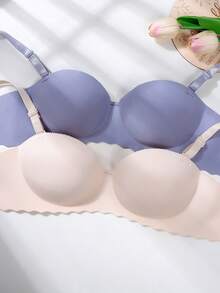 4pcs/Set Seamless Padded Bras For Teen Girls, Solid Color, Suitable For 12-15 Years Old - Multicolor - View 6